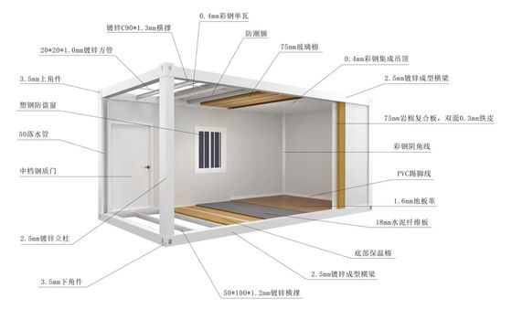 簡単にインストール 組み立て 現代のモジュール型 防水 防火 鉄筋 プリファブ 切り離せるコンテナハウス 20FT/40FT オーダーメイド